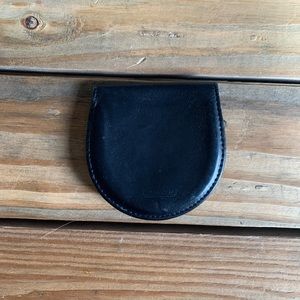 Vintage Coach British Horseshoe Coin Purse Change Wallet Black Leather